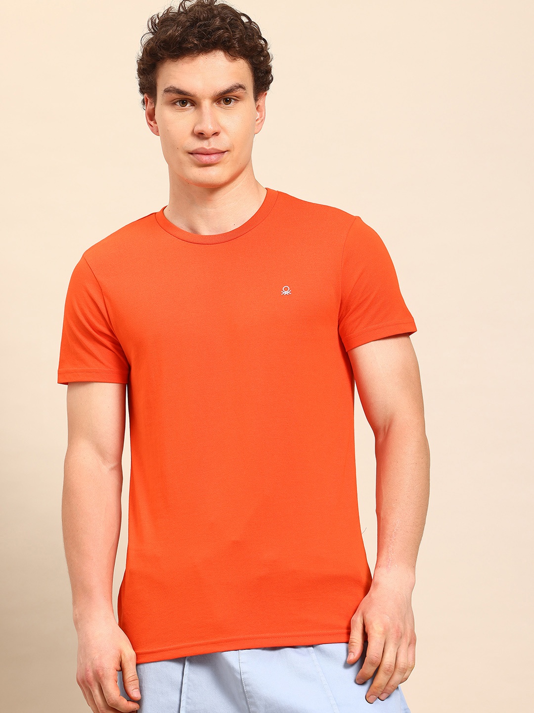 

United Colors of Benetton Logo Detail T-shirt, Orange