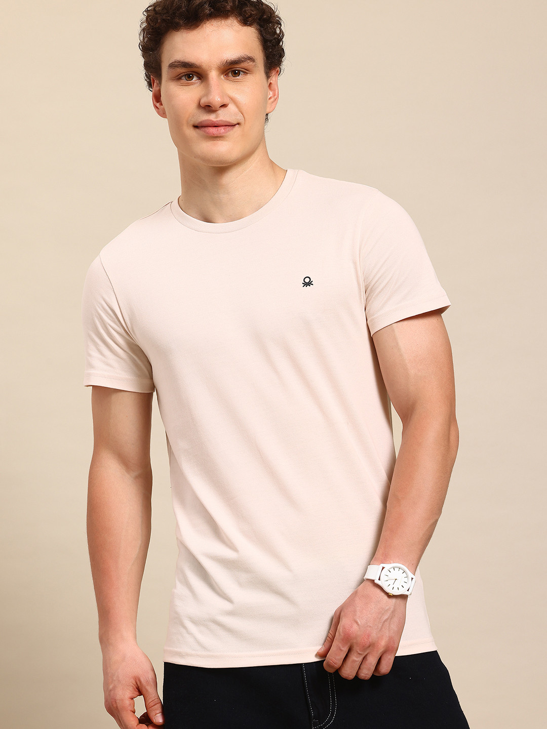 

United Colors of Benetton Round Neck Regular Fit T-Shirt, Pink