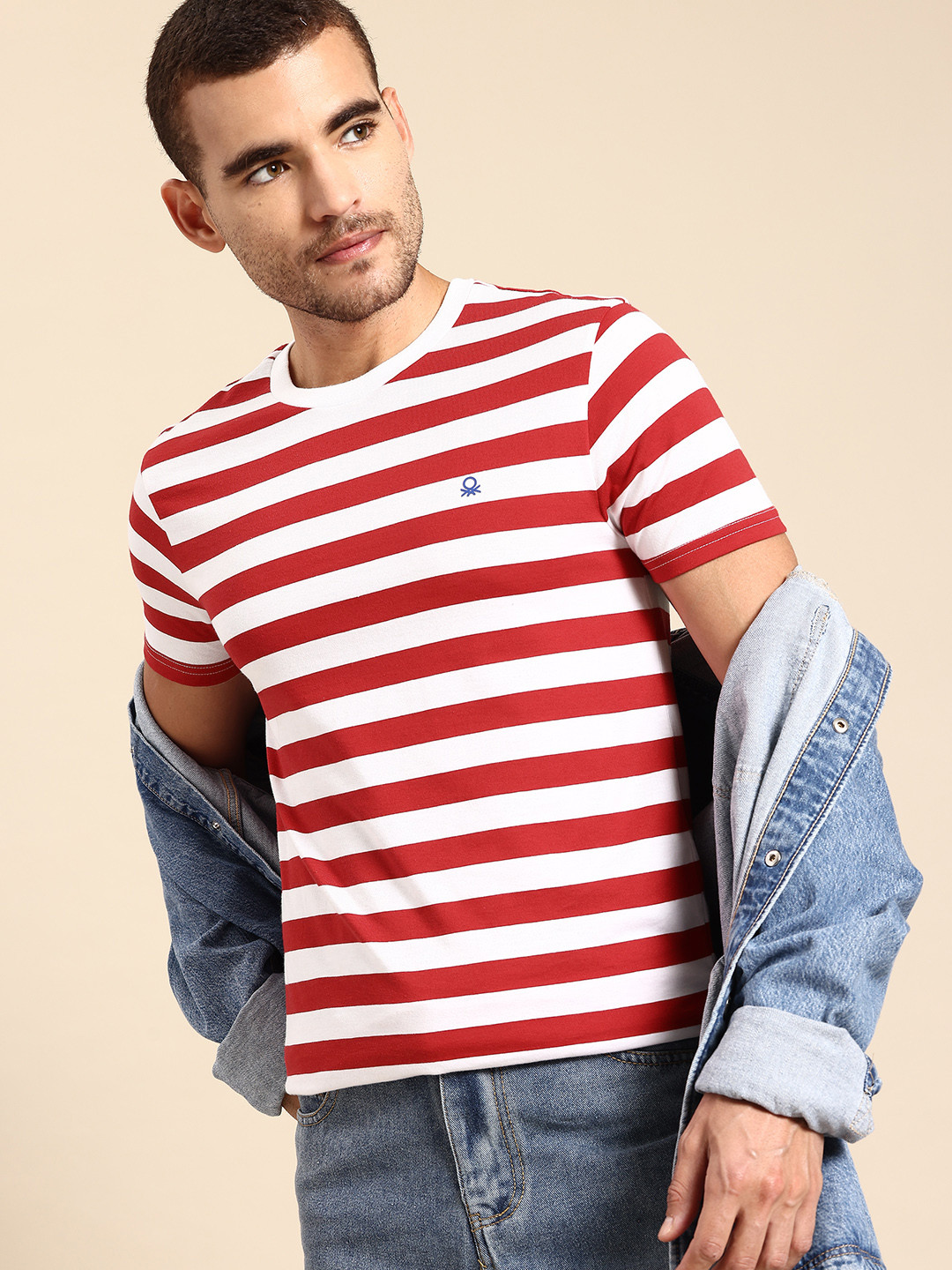 

United Colors of Benetton Striped Regular Fit T-Shirt, Red