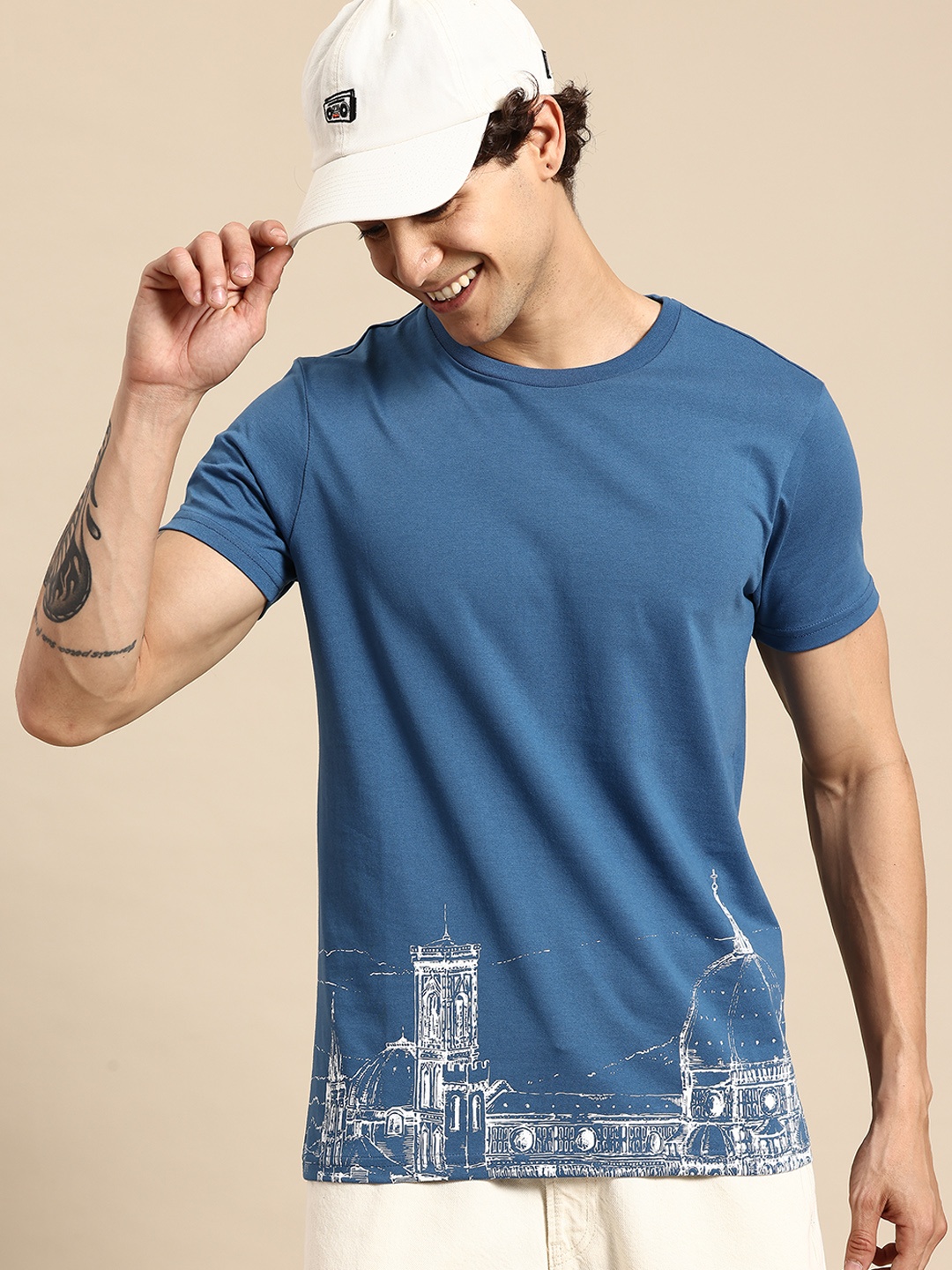 

United Colors of Benetton Placement Print T-shirt, Blue