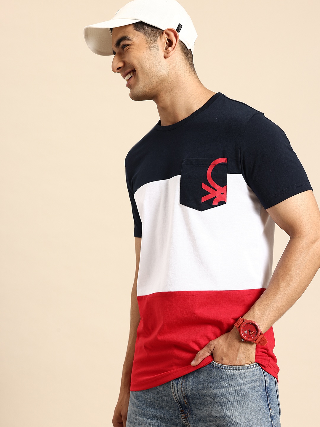 

United Colors of Benetton Colourblocked T-shirt, White