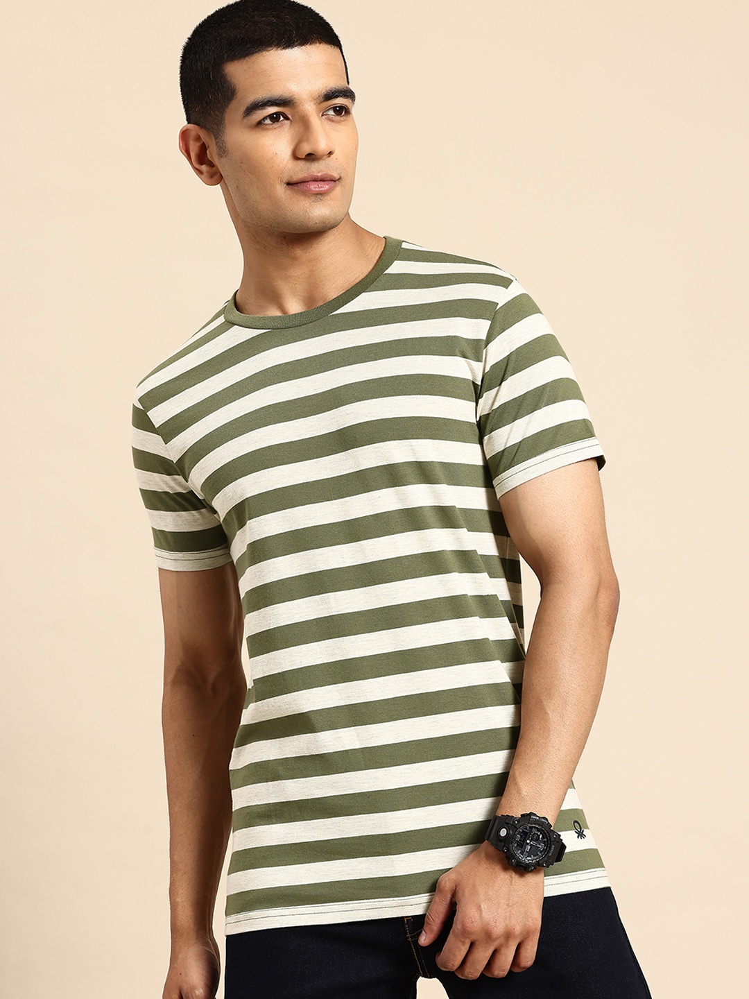 

United Colors of Benetton Striped T-shirt, Olive