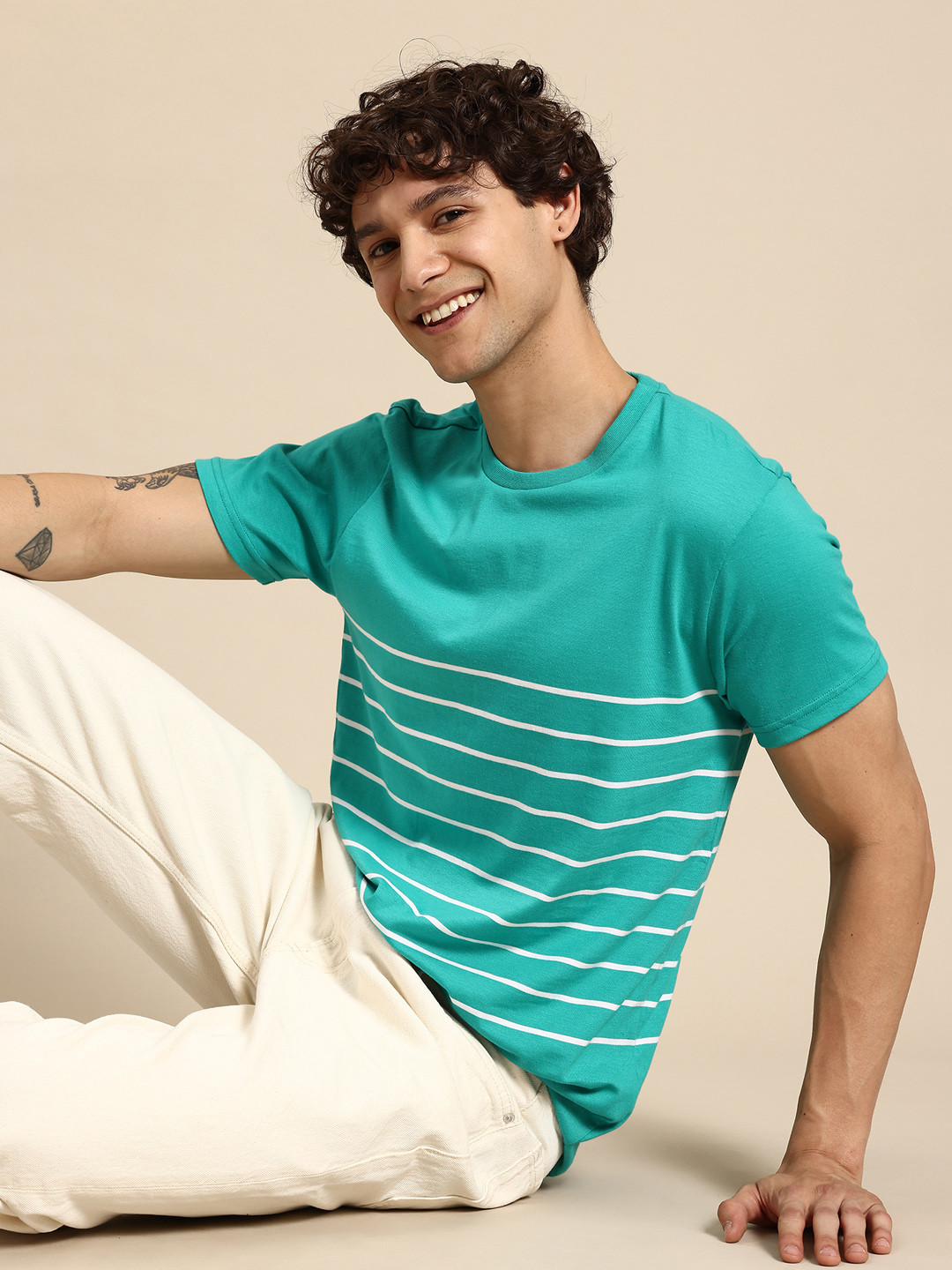 

United Colors of Benetton Striped T-shirt, Sea green