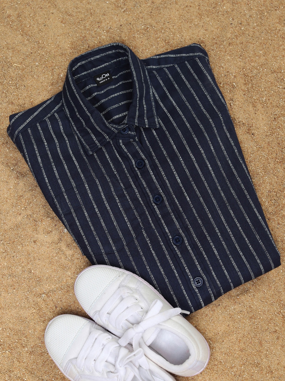 

Hoop Boys Striped Slim Fit Shirt, Navy blue