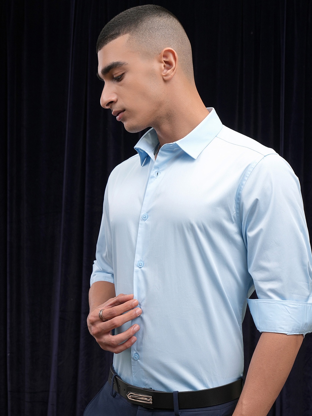 

Highlander Men Checked Occasion Slim Fit Shirt, Blue
