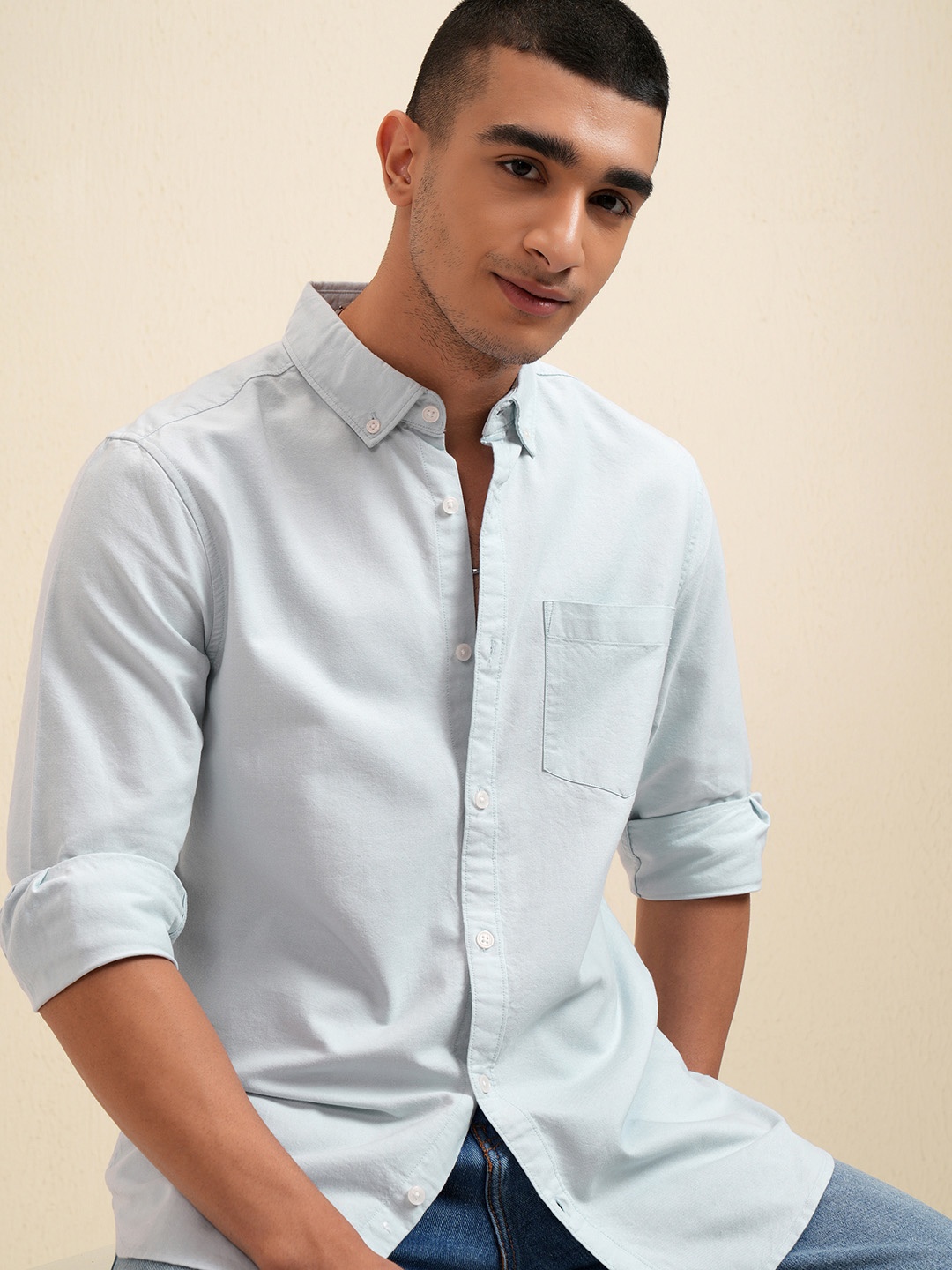 

Highlander Men Dusty Regular Fit Casual Shirt, Blue