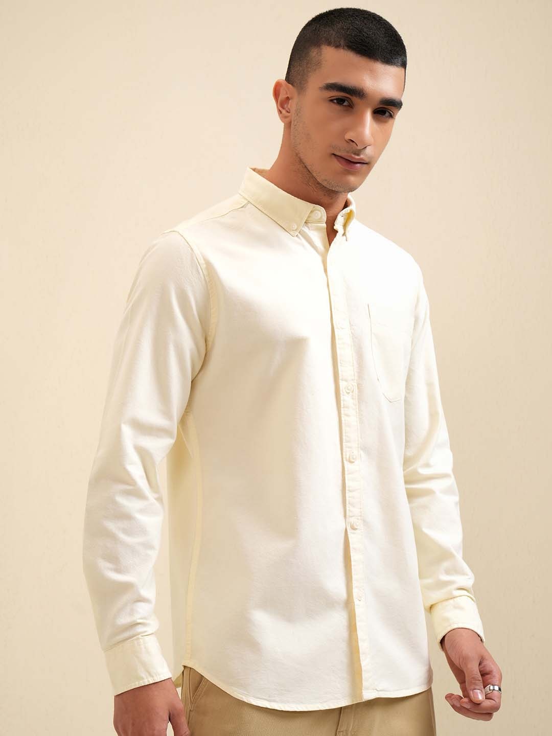 

HIGHLANDER Men Regular Fit Casual Shirt, White