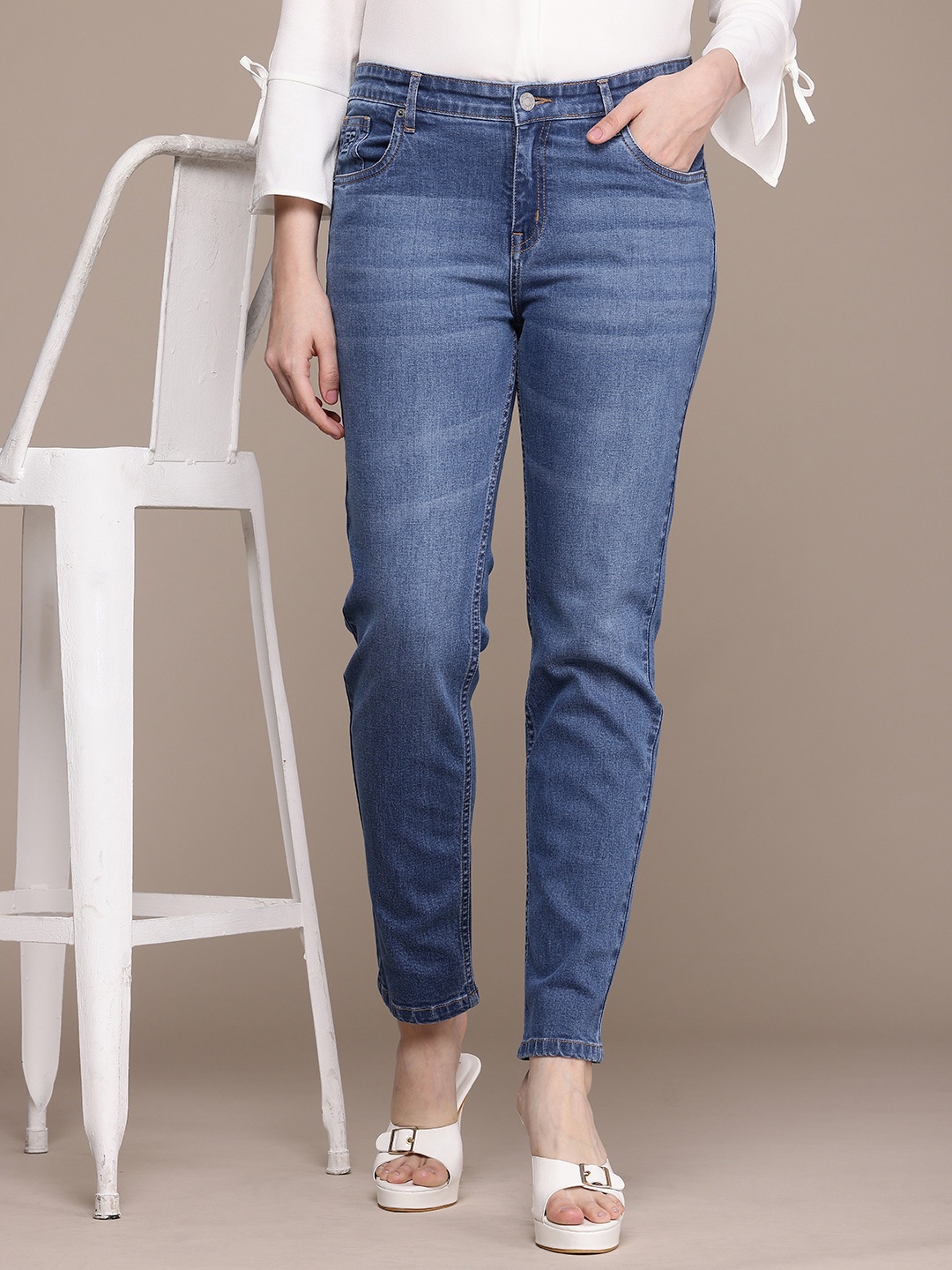 

French Connection Smart Slim Fit Stretchable Jeans, Blue