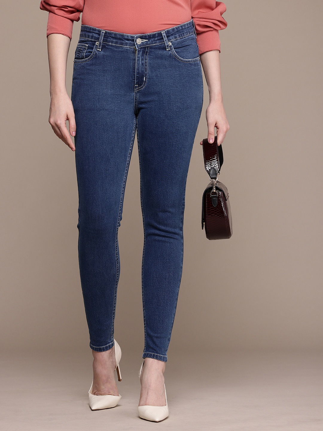 

French Connection Smart Skinny Fit Stretchable Jeans, Navy blue