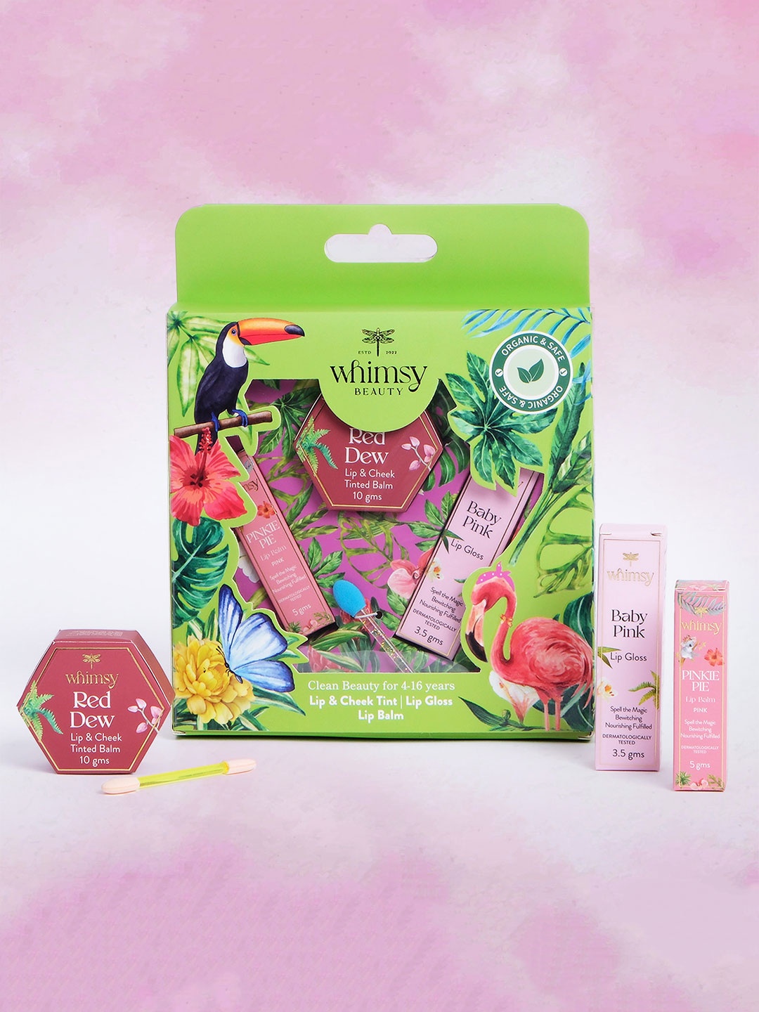 

Whimsy Beauty Set Of 3 Safe and Organic Garden Beauty Makeup Gift Set, Yellow