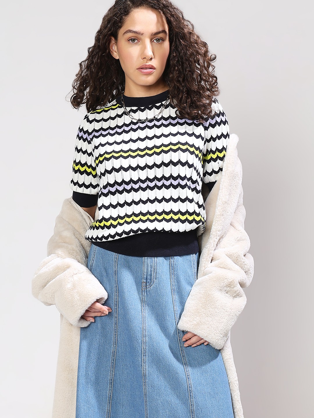 

Vero Moda Women Striped Pullover, White