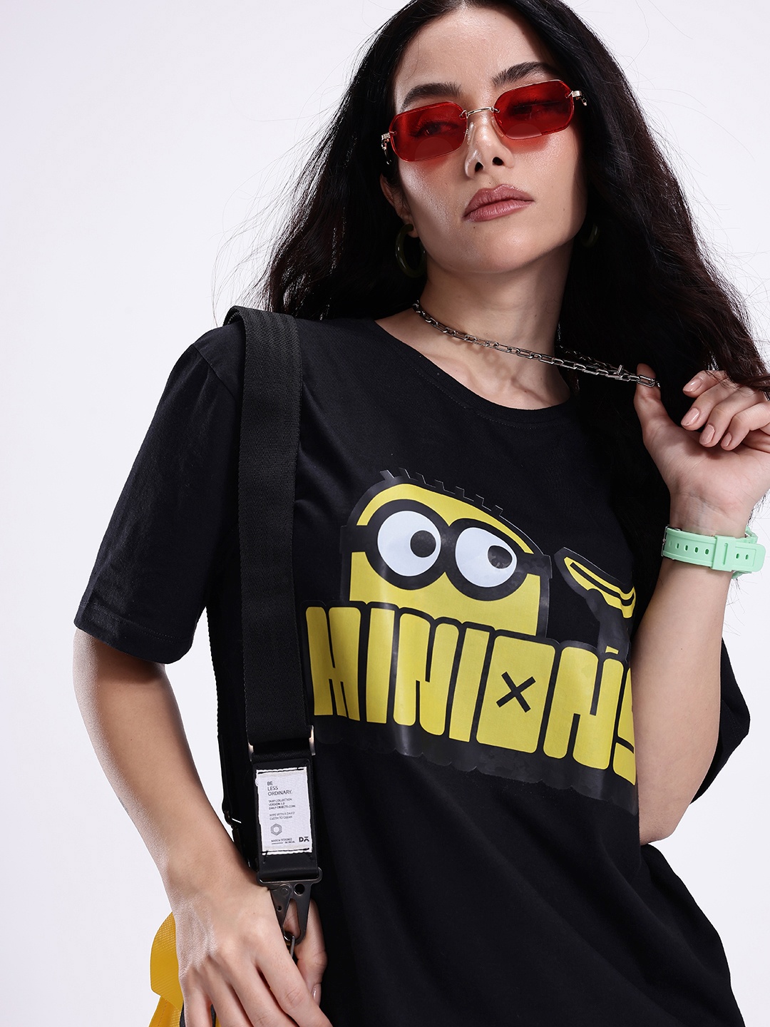 

Minions by Kook N Keech Minions Printed Oversized Pure Cotton T-shirt, Black