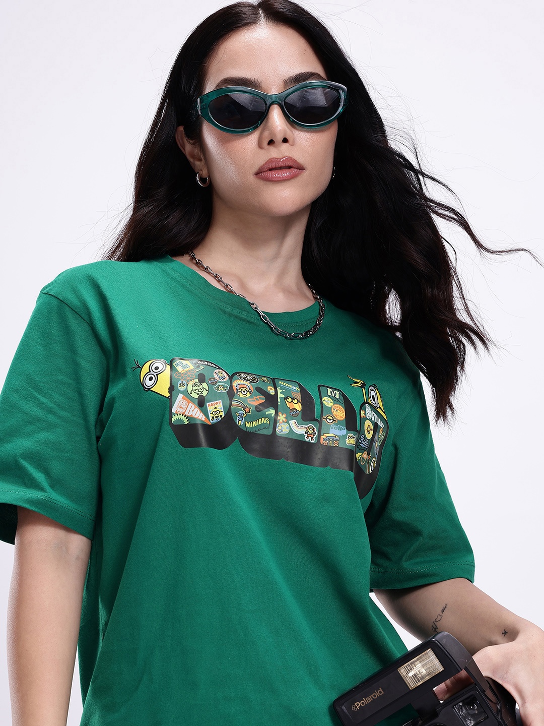 

Minions by Kook N Keech Minions Printed Oversized Pure Cotton T-shirt, Green