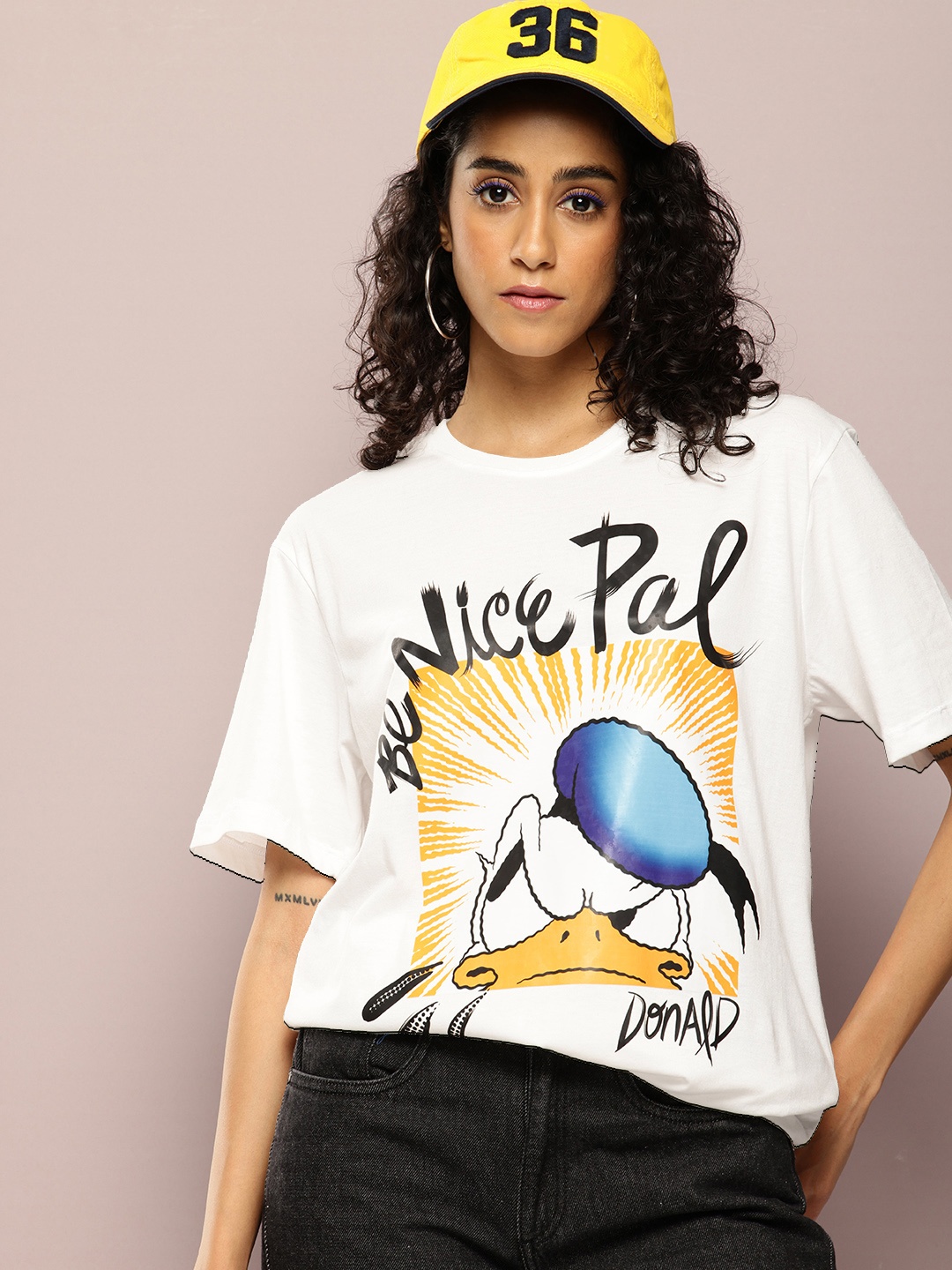

Kook N Keech Disney Donald Duck Printed Pure Cotton Oversized T-shirt, White