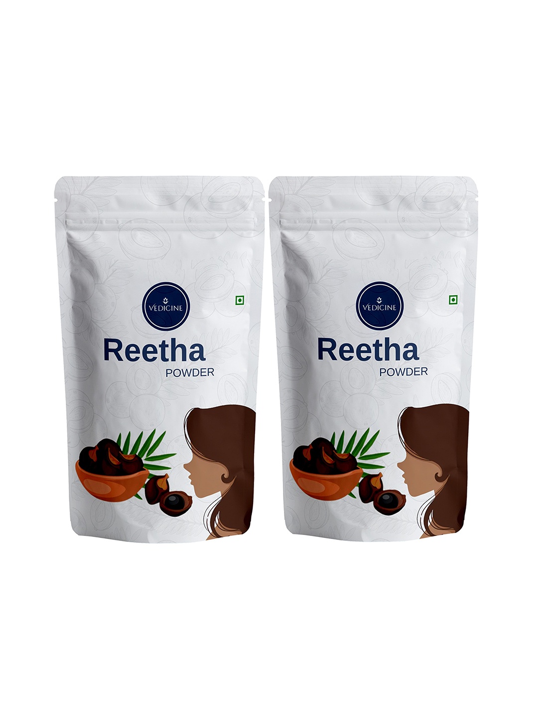 

VEDICINE Set Of 2 Reetha Powder- 100 g Each, Brown
