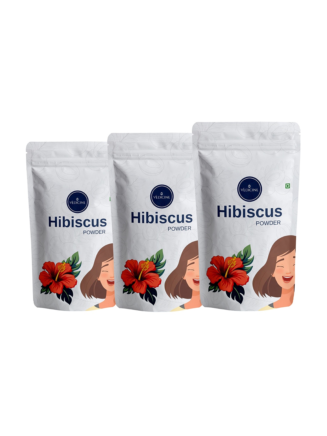 

VEDICINE Set Of 3 Hibiscus Powder Hair Mask - 100g Each, Red