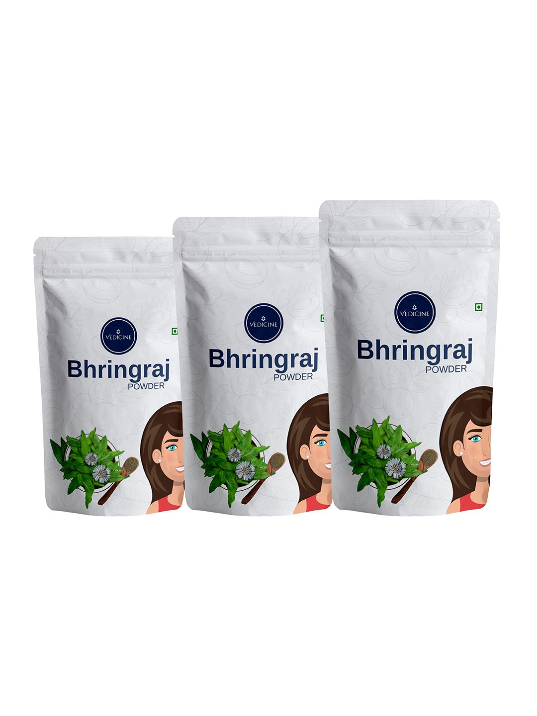 

VEDICINE Set Of 3 Bhringraj Powder Hair Pack - 100 g Each, Green