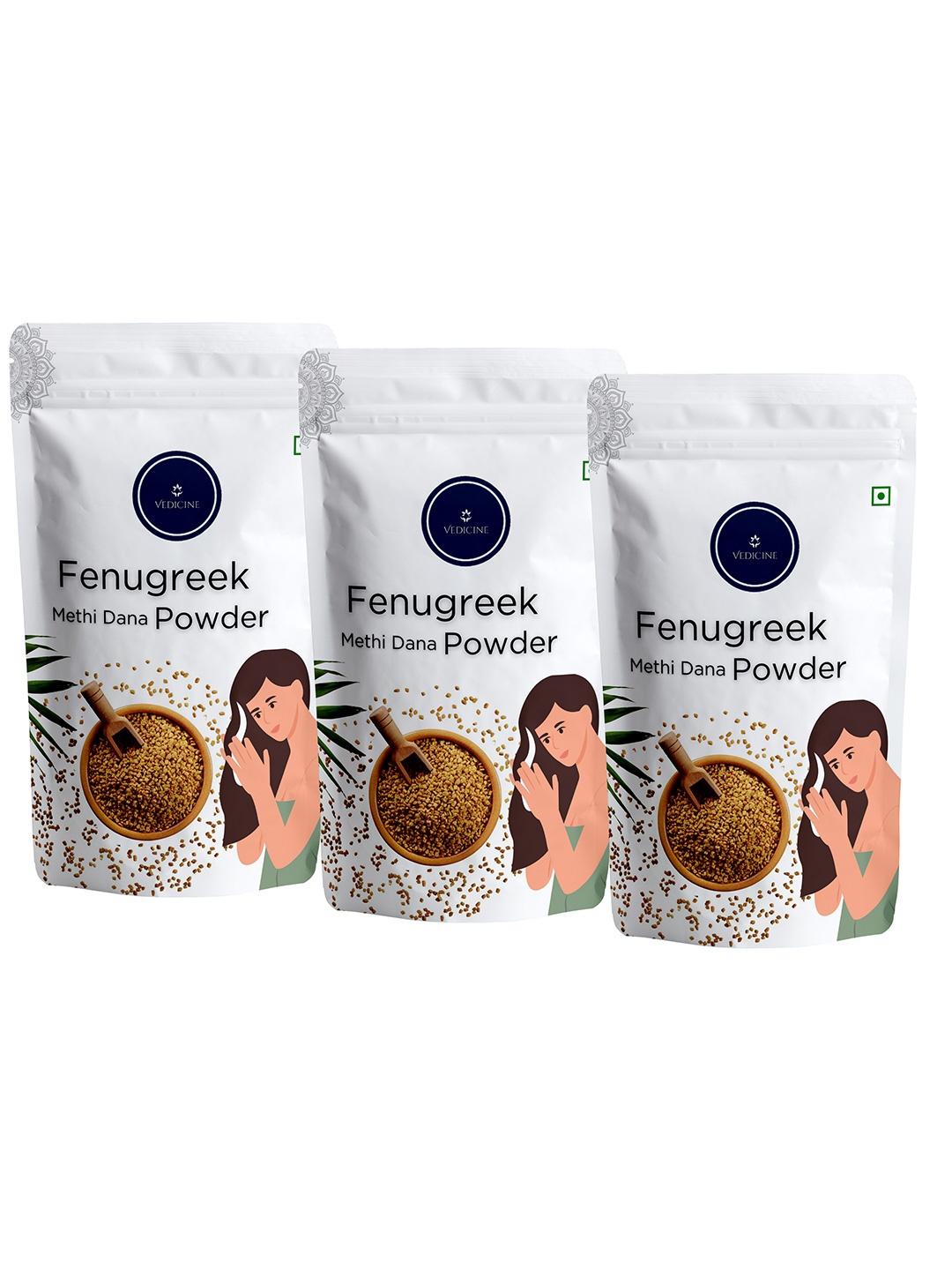 

VEDICINE Set Of 3 Fenugreek Powder Hair Pack - 100 g Each, Yellow