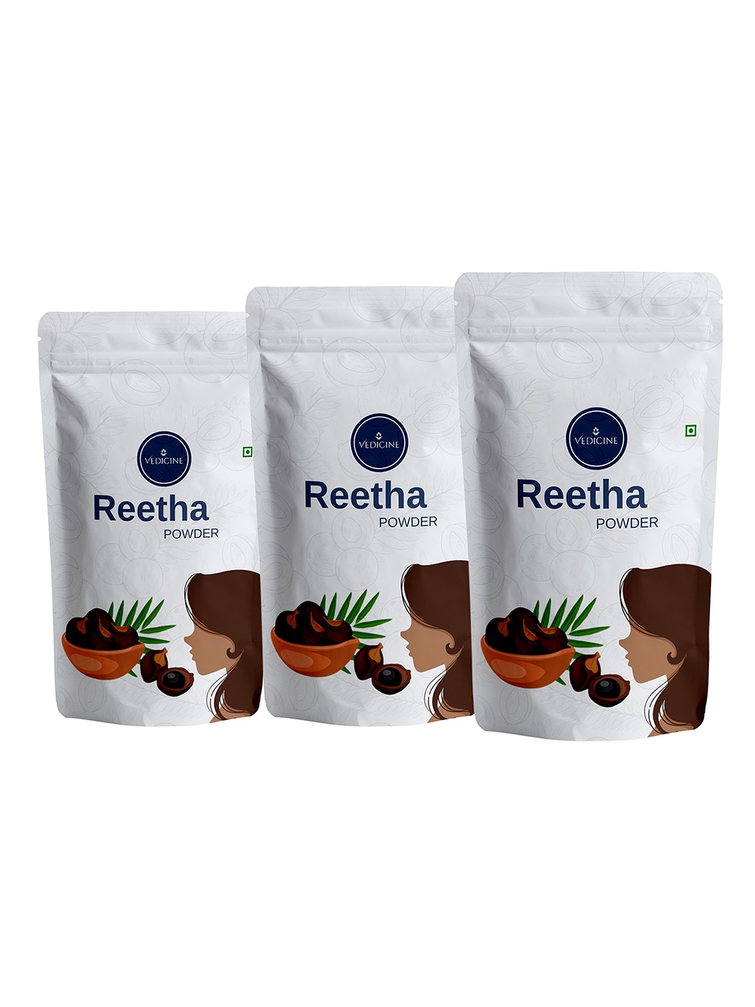 

VEDICINE Set Of 3 Reetha Powder For Hair Pack-100 g Each, Brown