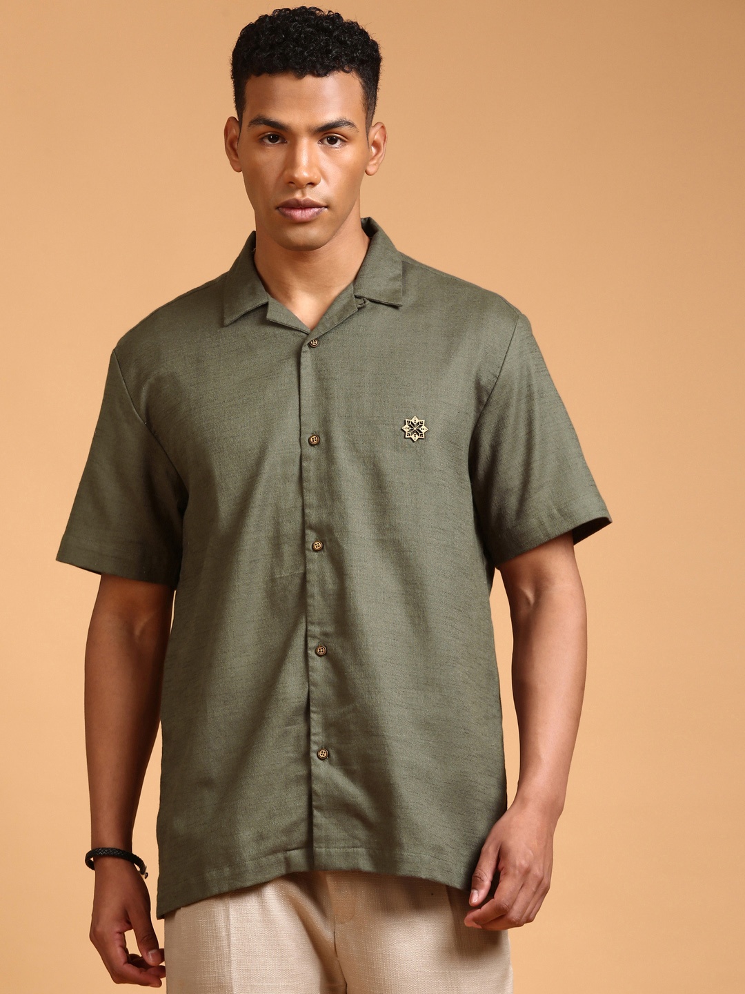 

LSD Relaxed Opaque Embellished Detail Casual Shirt, Olive