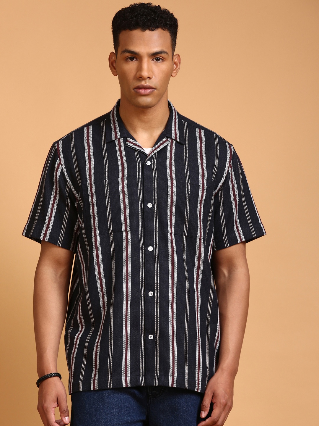 

LSD Striped Relaxed Fit Shirt, Navy blue