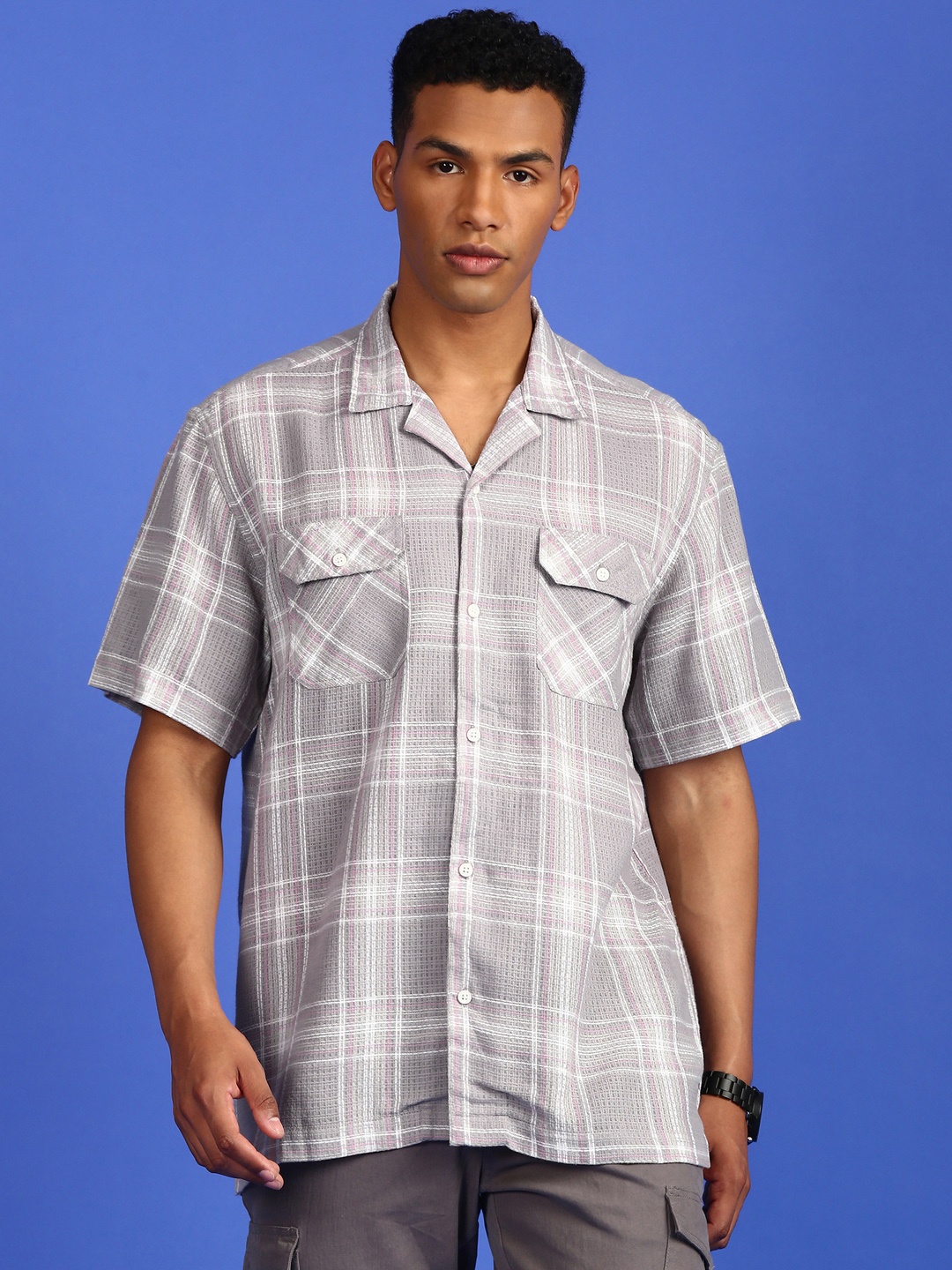 

LSD Checked Relaxed Fit Shirt, Grey