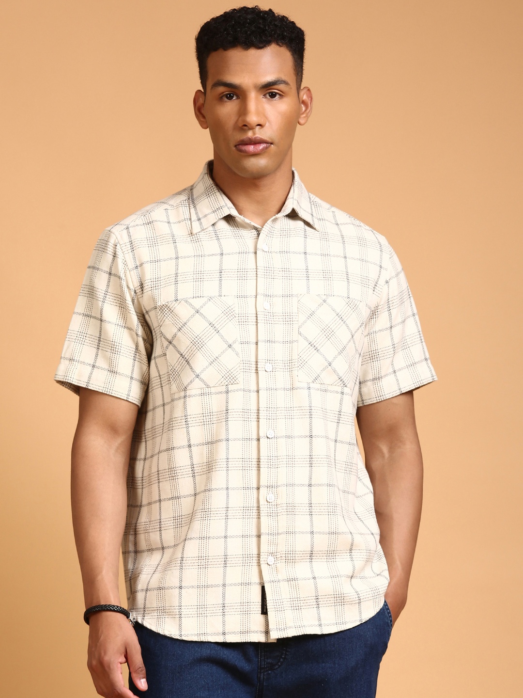 

LSD Checked Relaxed Fit Shirt, Beige