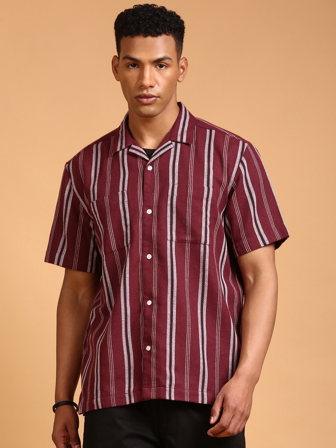 

LSD Striped Relaxed Fit Shirt, Maroon