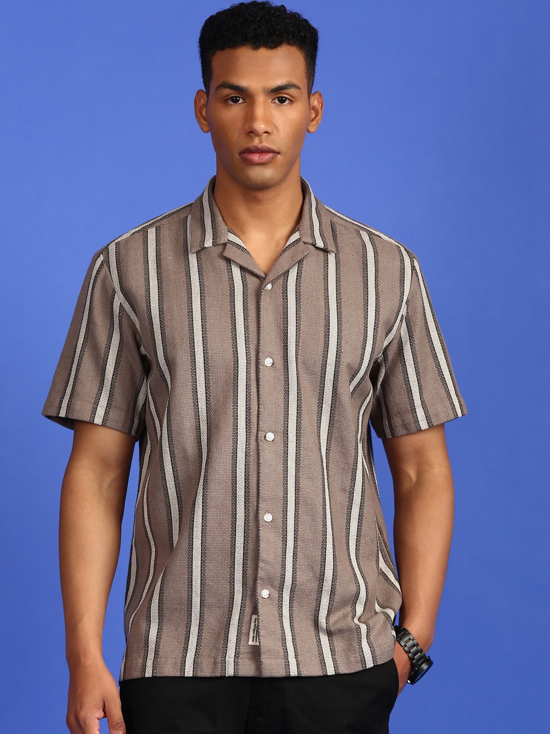 

LSD Striped Relaxed Fit Shirt, Brown