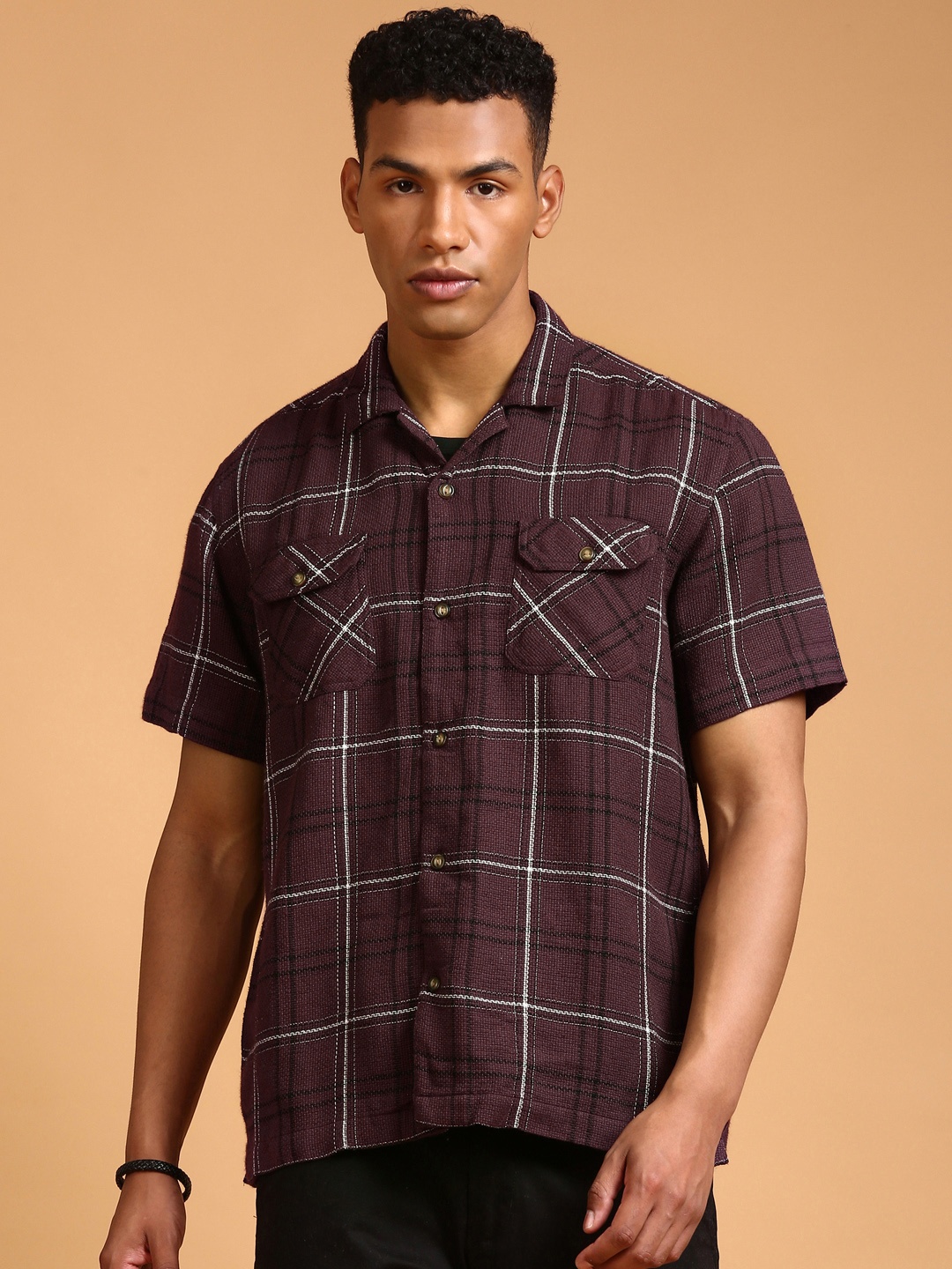 

LSD Checked Relaxed Fit Shirt, Maroon