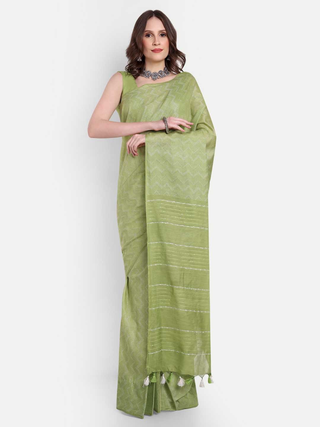 

Aseem by AseemShakti Embellished Sequinned Bhagalpuri Saree, Green