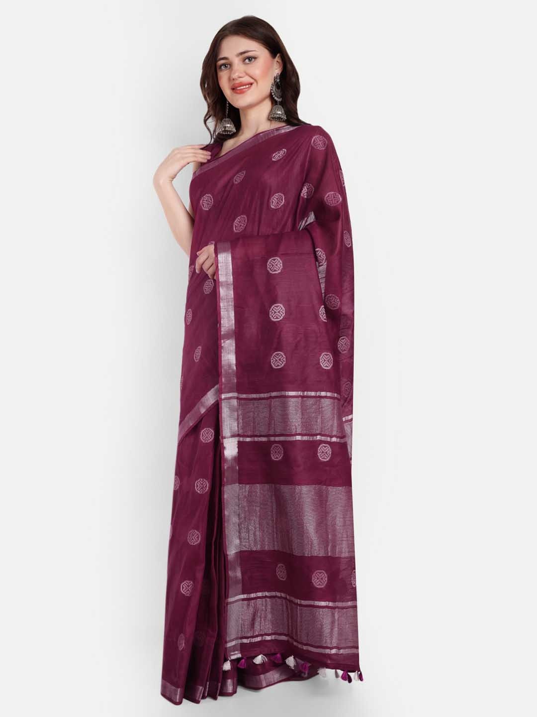 

Aseem by AseemShakti Woven Design Zari Bhagalpuri Saree, Magenta