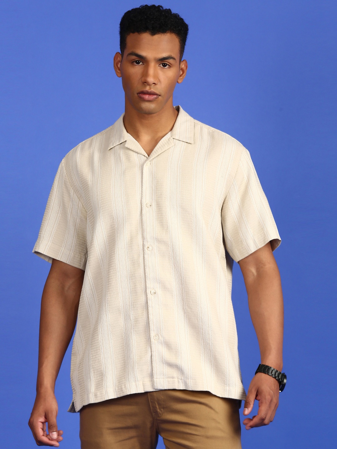 

LSD Textured Relaxed Fit Shirt, Beige