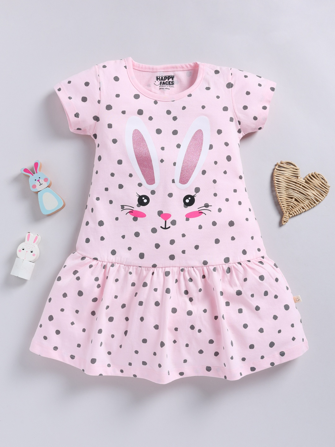 

Happy Faces Girls Printed A-Line Dress, Pink