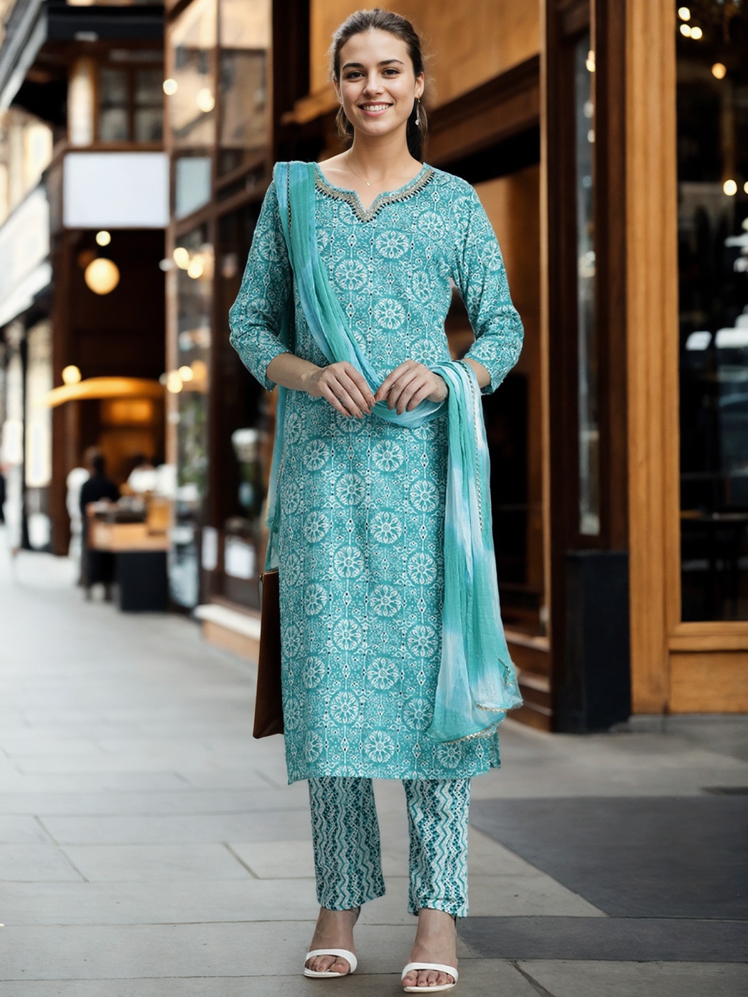 

Jaipur Kurti Pure Cotton Printed Suit Set, Blue
