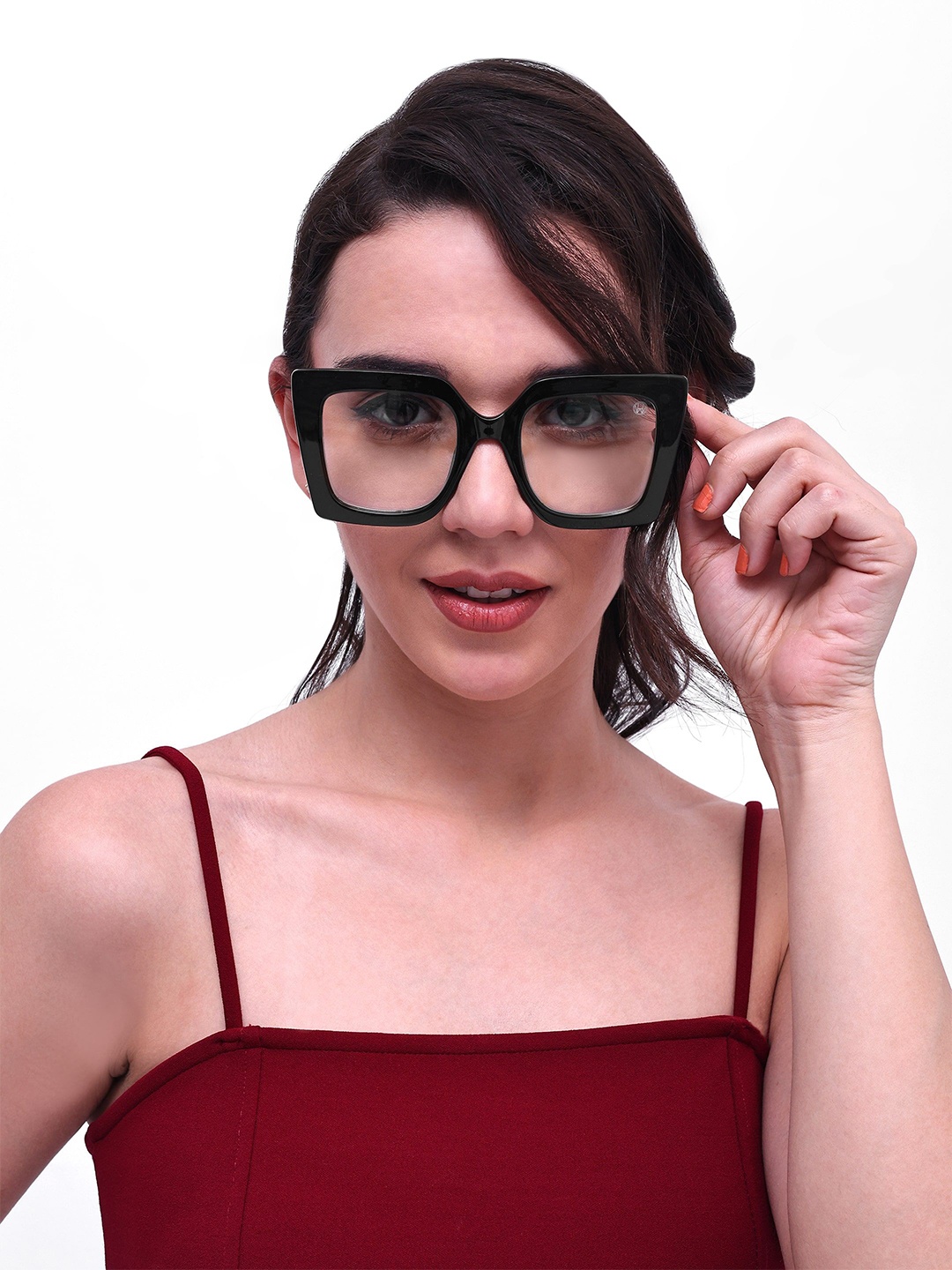 

HAMILTANO WINSTON Women Full Rim Oversized Frames, Black