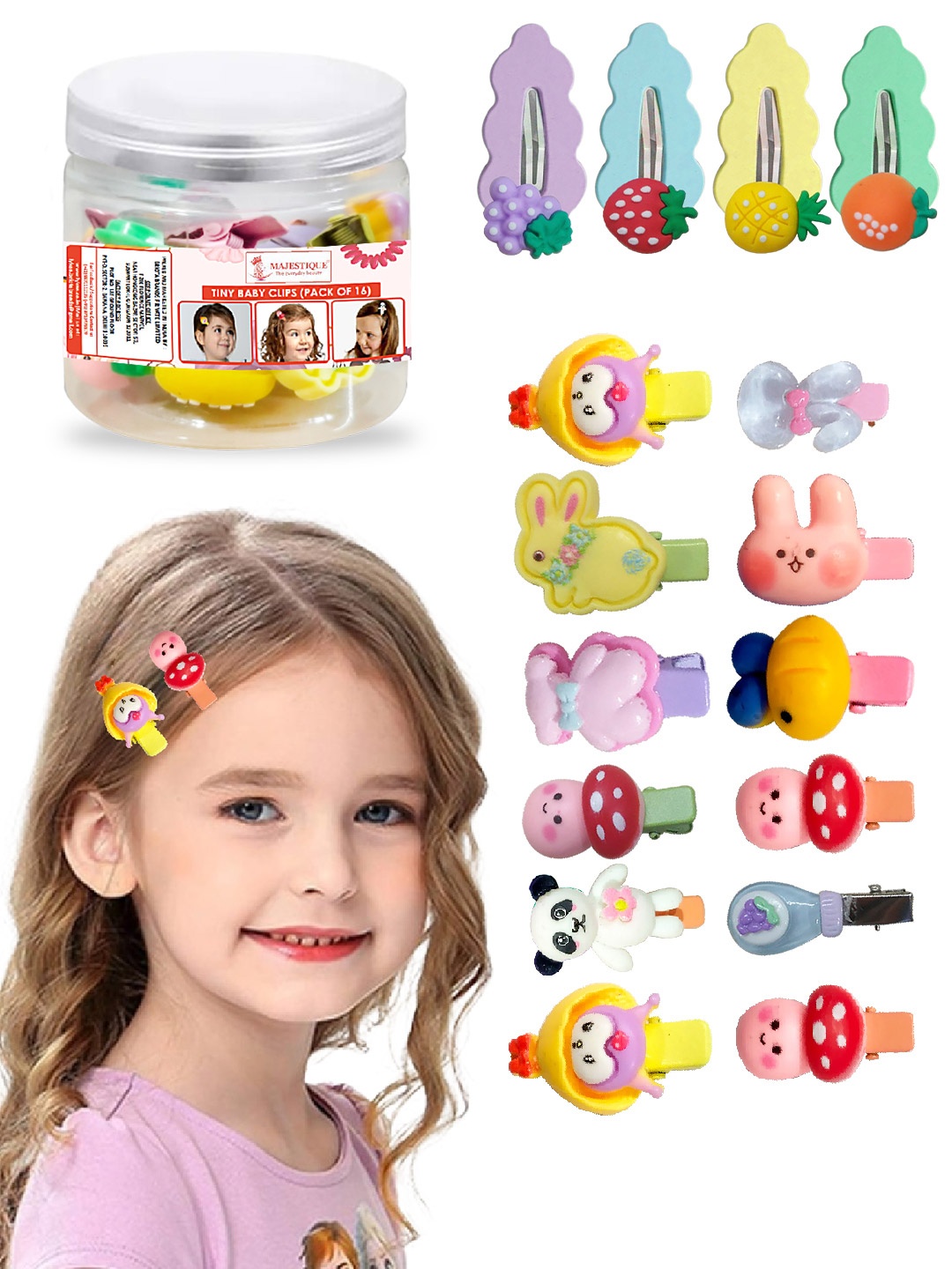 

MAJESTIQUE 16Pcs Baby Tic Tac Hair Clip, Yellow