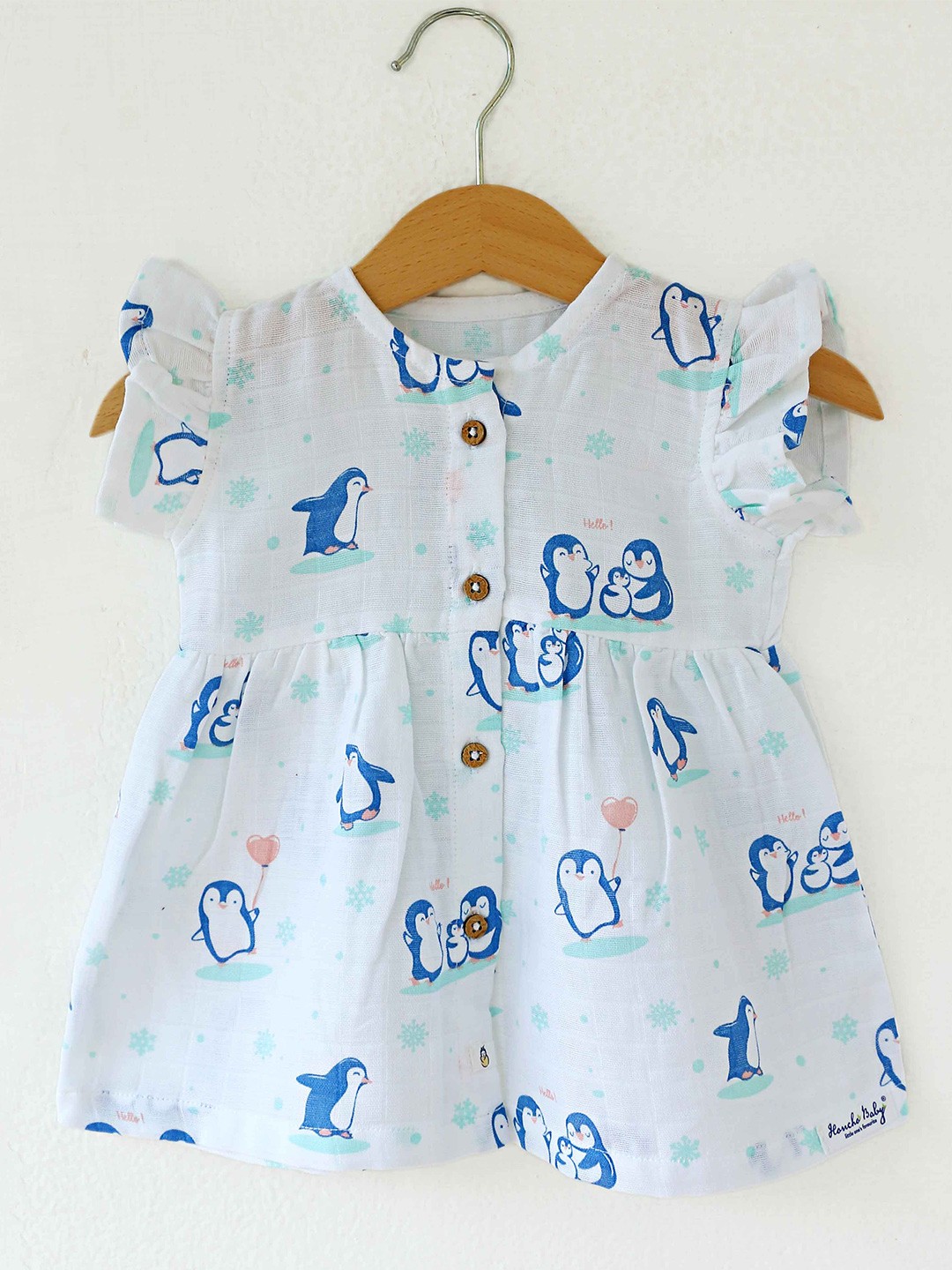 

Honcho Baby Girls Printed Pure Cotton A-Line Dress, White