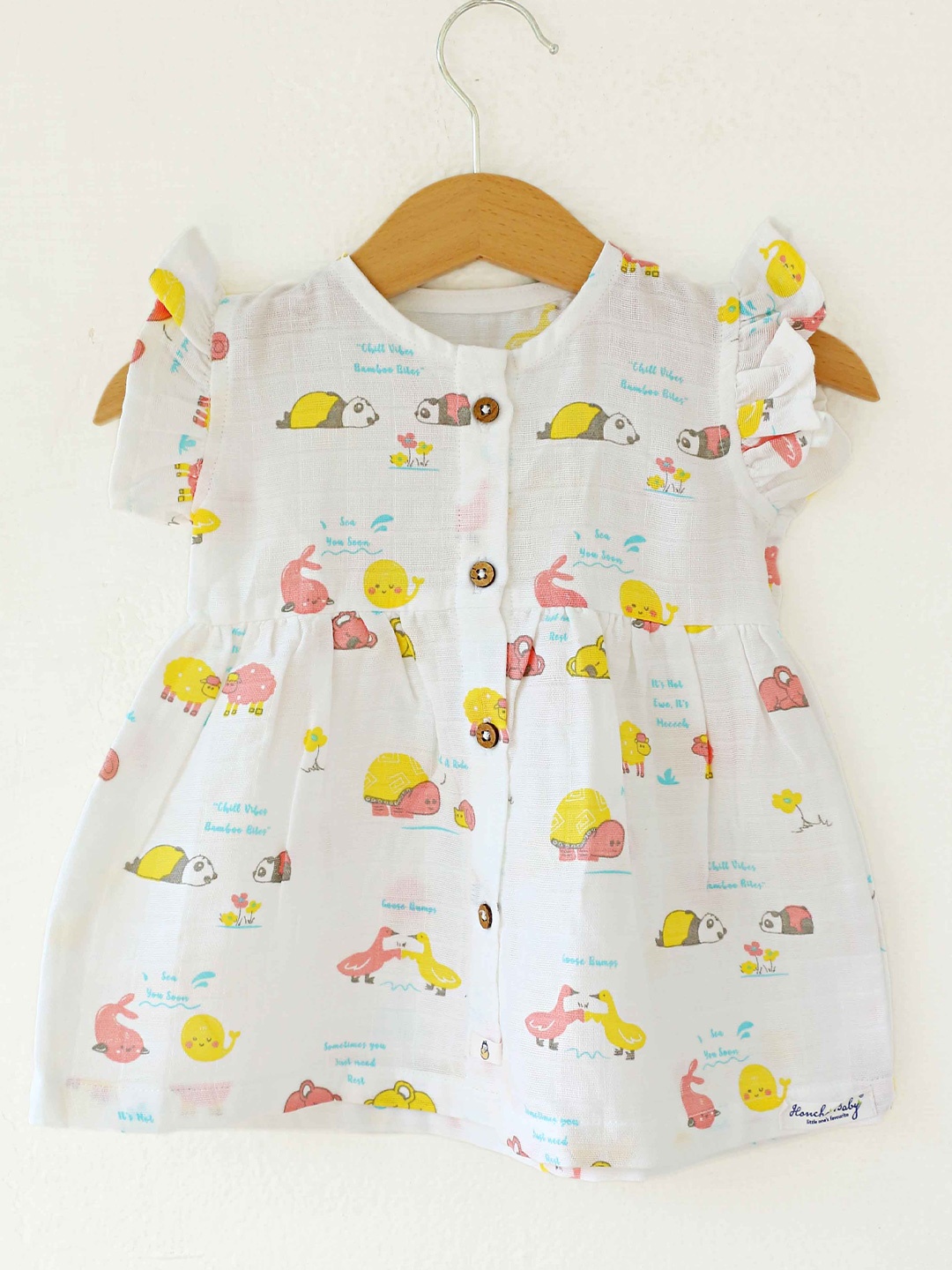 

Honcho Baby Girls Cotton Printed Fit and Flare Dress, White