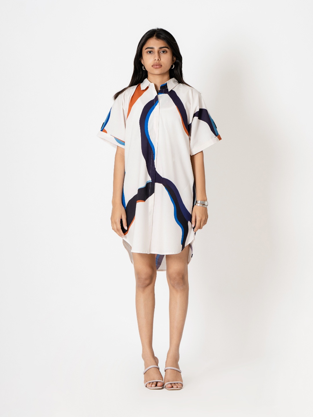 

Kameez by Pooja Kejriwal Printed Shirt Dress, White