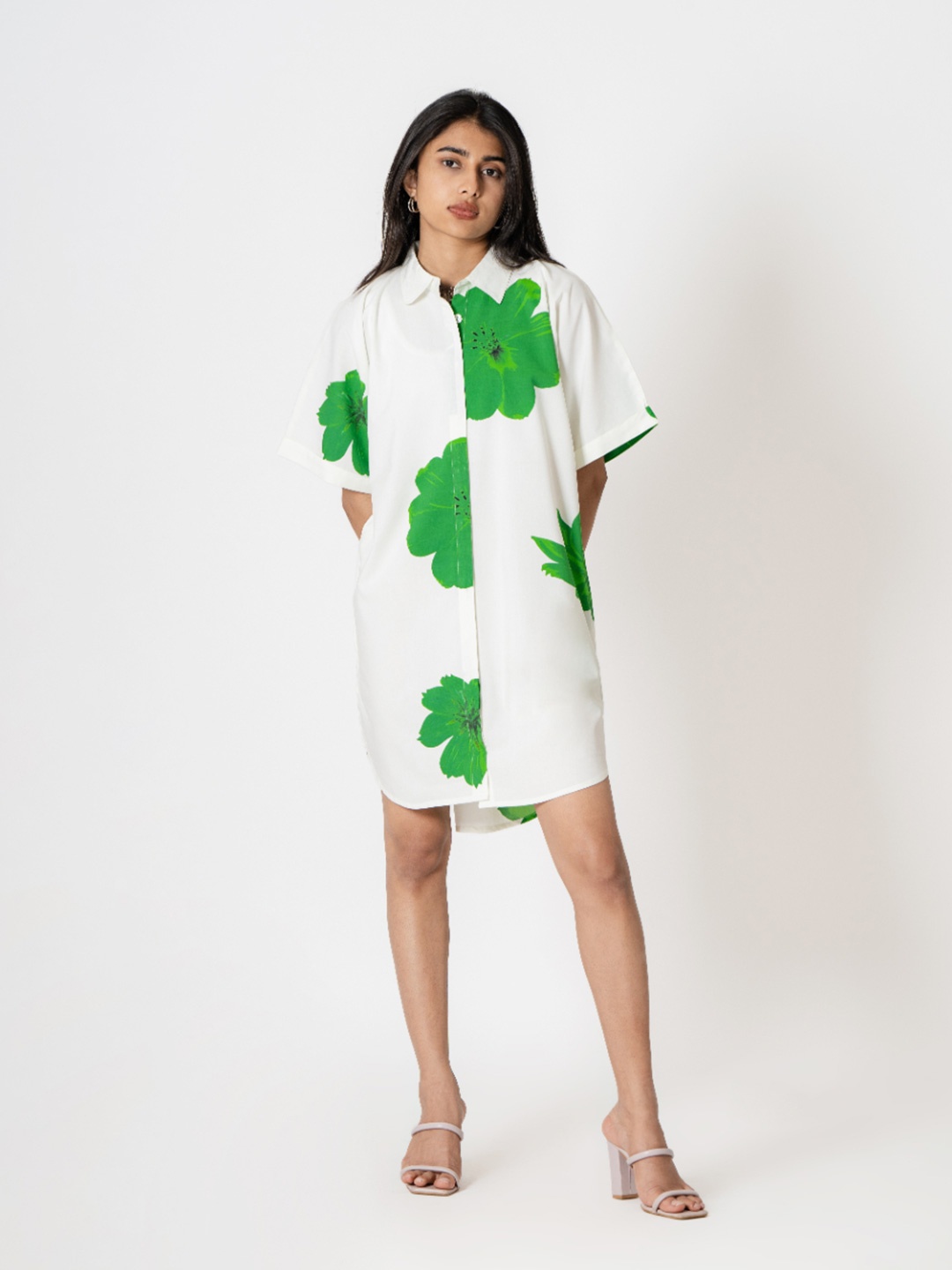 Kameez by Pooja Kejriwal Floral Printed Shirt Dress, White