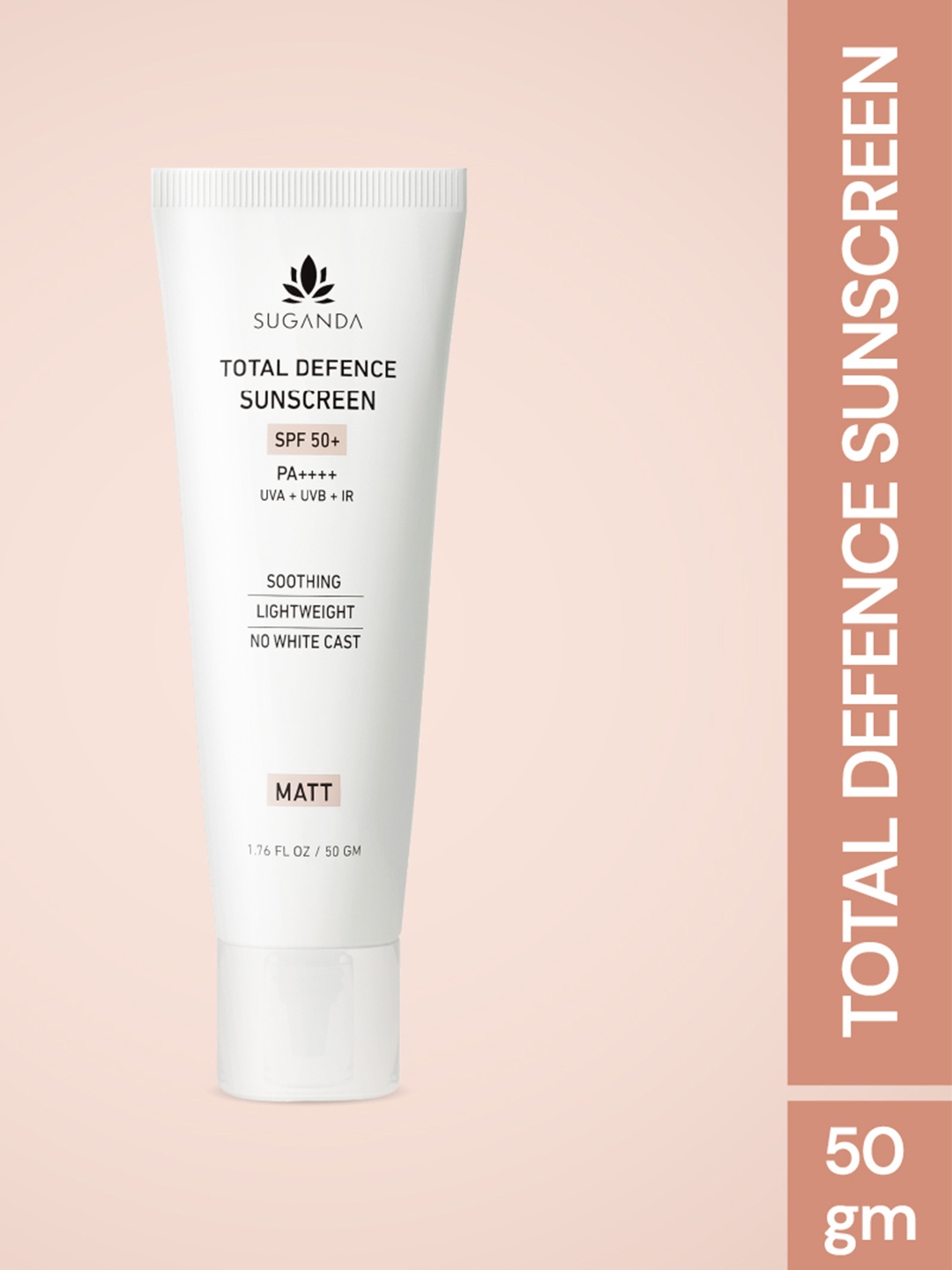 

SUGANDA SKINCARE Total Defence Soothing Matte Finish Sunscreen SPF50+ PA++++ 50g, Off white