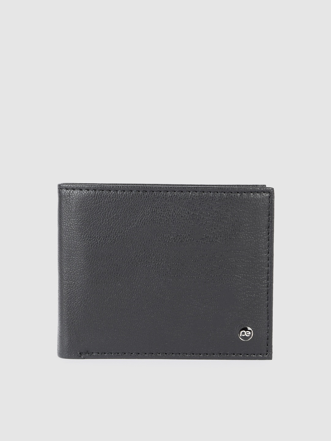 

Peter England Men Leather Two Fold Wallet, Black