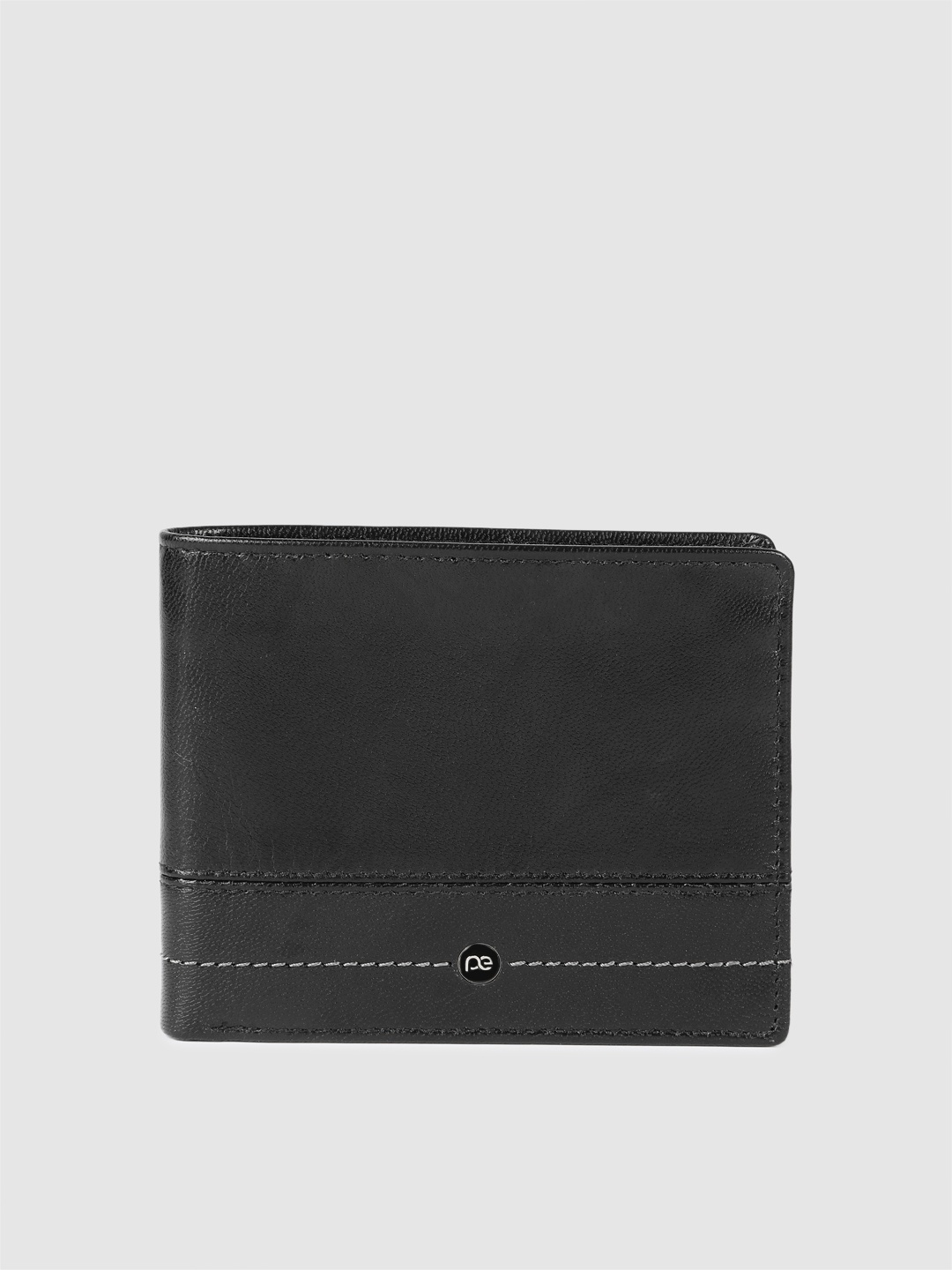 

Peter England Men Self-Design Leather Two Fold Wallet, Black