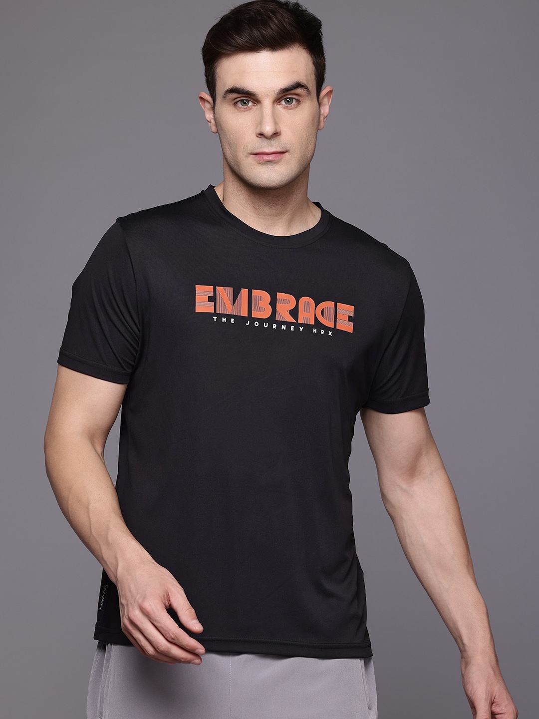 

HRX by Hrithik Roshan Typography Print Rapid-Dry Training T-shirt, Black