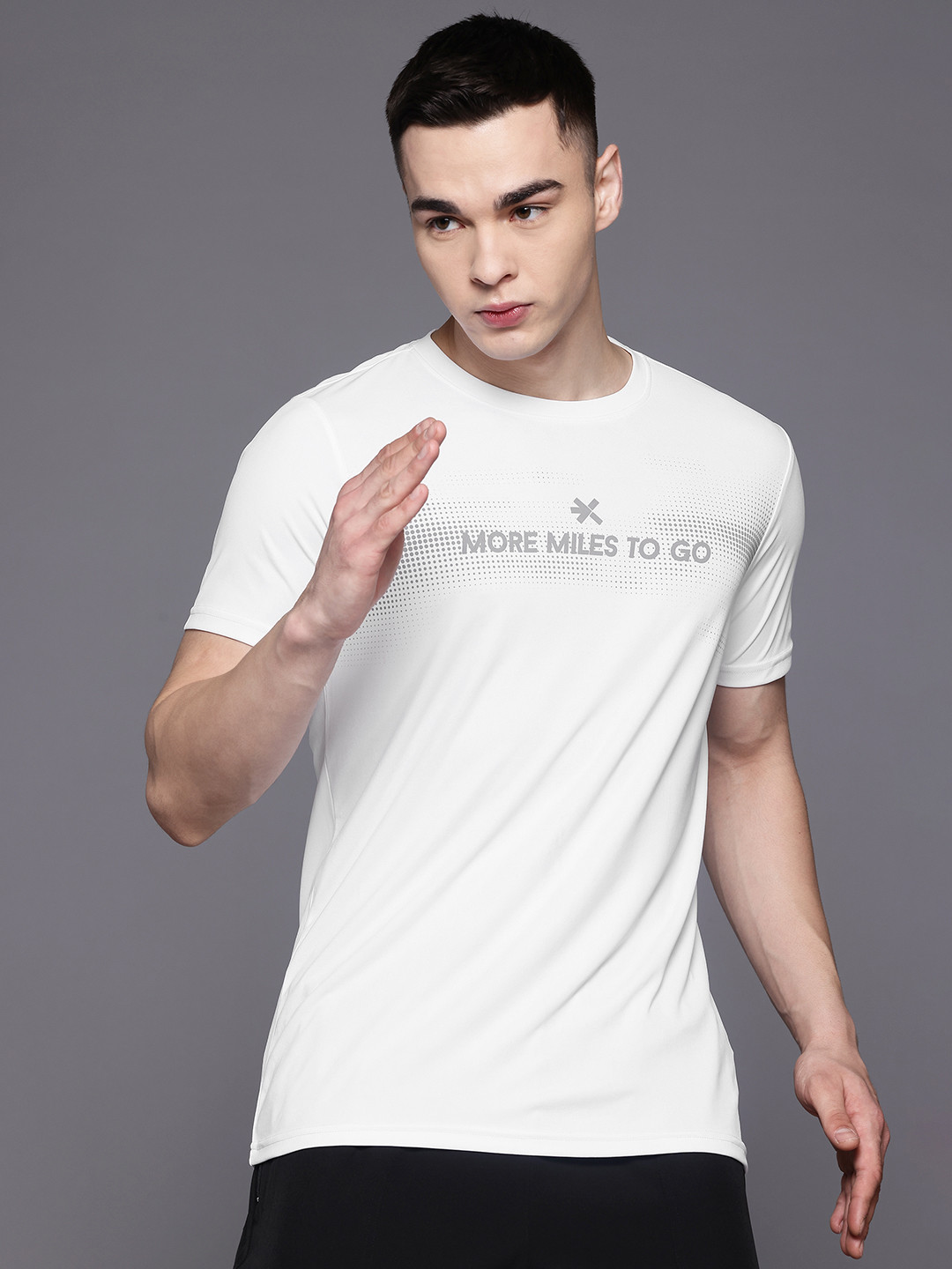 

HRX by Hrithik Roshan Rapid-Dry Brand Logo Print Running T-shirt, White
