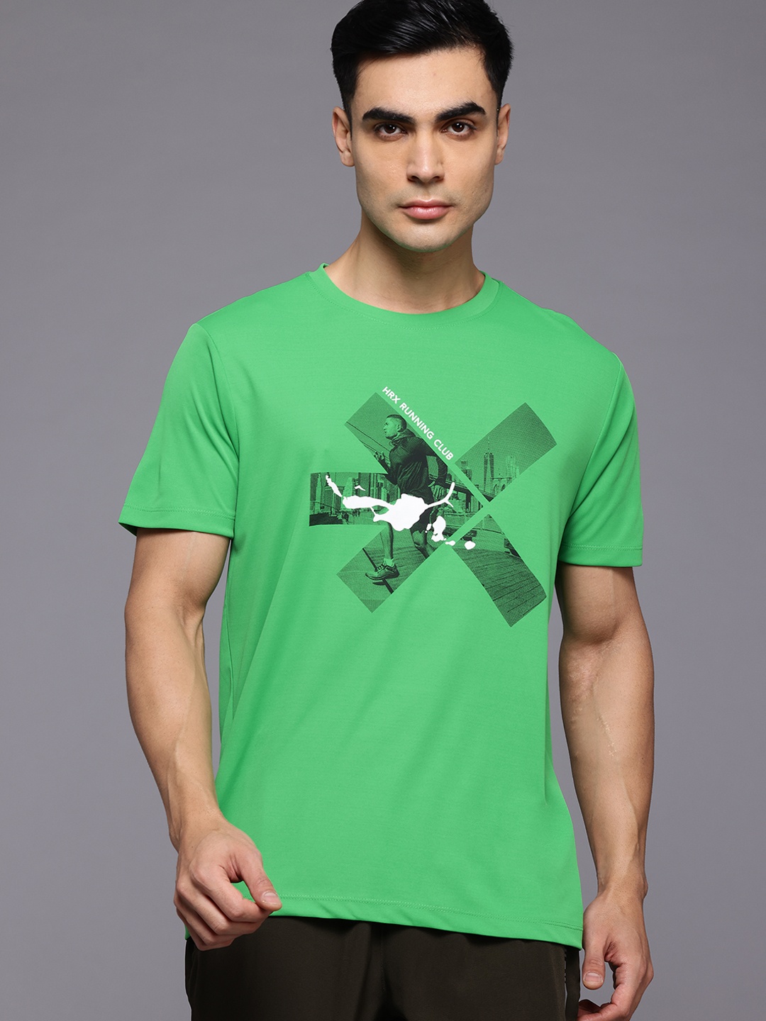 

HRX by Hrithik Roshan Men Brand Logo Printed Running T-shirt, Green