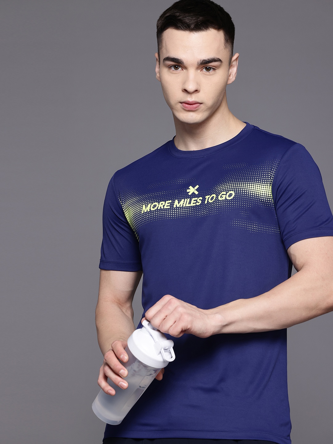 

HRX by Hrithik Roshan Rapid-Dry Typography Print Running T-shirt, Navy blue