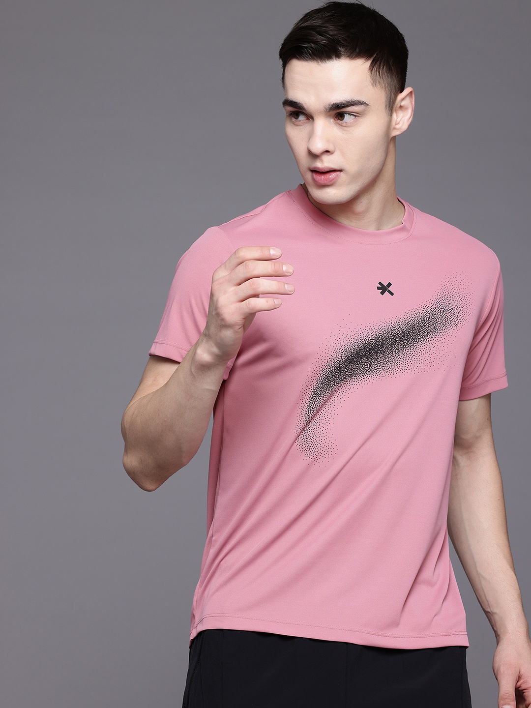

HRX by Hrithik Roshan Printed Rapid-Dry Running T-shirt, Rose