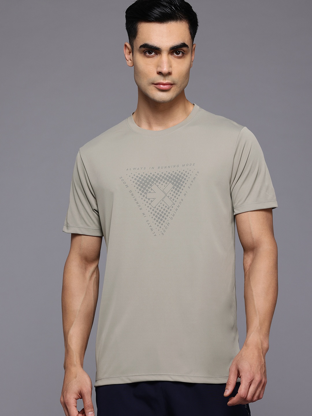 

HRX by Hrithik Roshan Brand Logo Detail Printed Running T-shirt, Beige